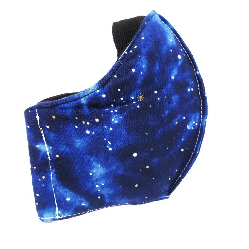 Small - Blue Galaxy Gold Stars (Black or White Lining) by imakecutestuff