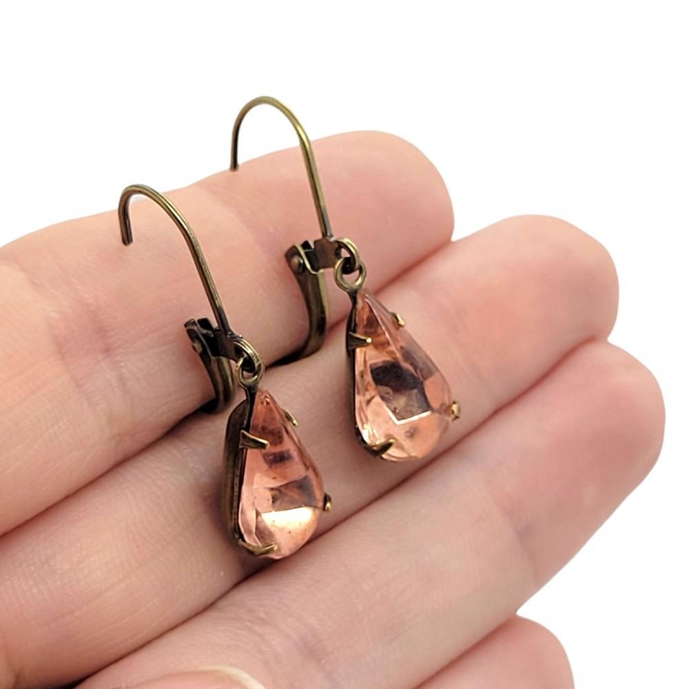 Drop Earrings - Reds and Pinks - Stainless Steel Vintage Rhinestones (Assorted Shapes) by Christine Stoll | Altered Relics
