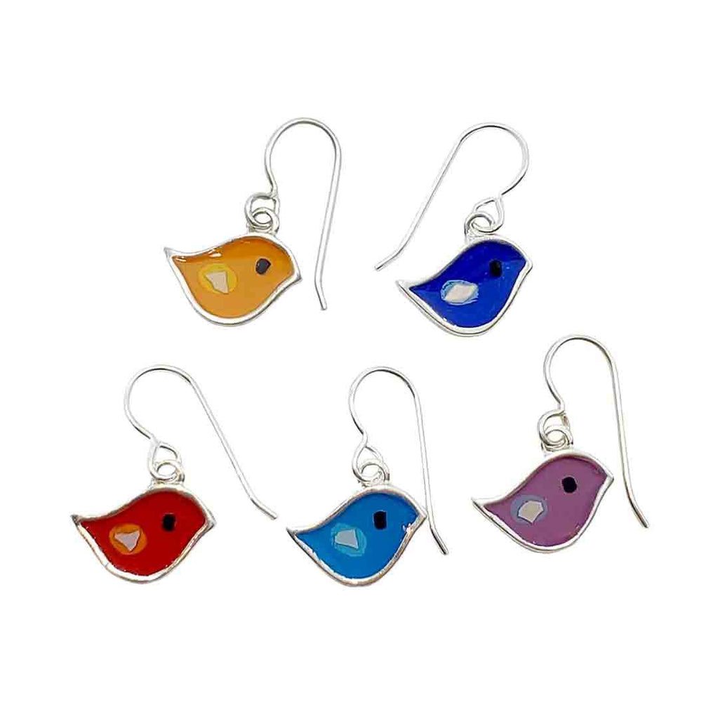 Earrings - Single Birds (Dark Blue) by Happy Art Studio
