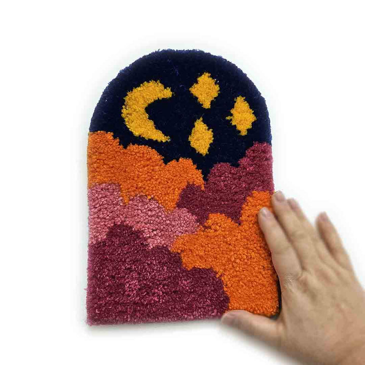 Wall Art - Midnight Clouds on Dark Blue Tufted Wall Hanging by Hi Cutie