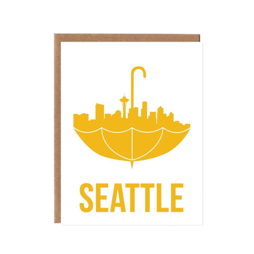 Card - Seattle Yellow Umbrella by Orange Twist