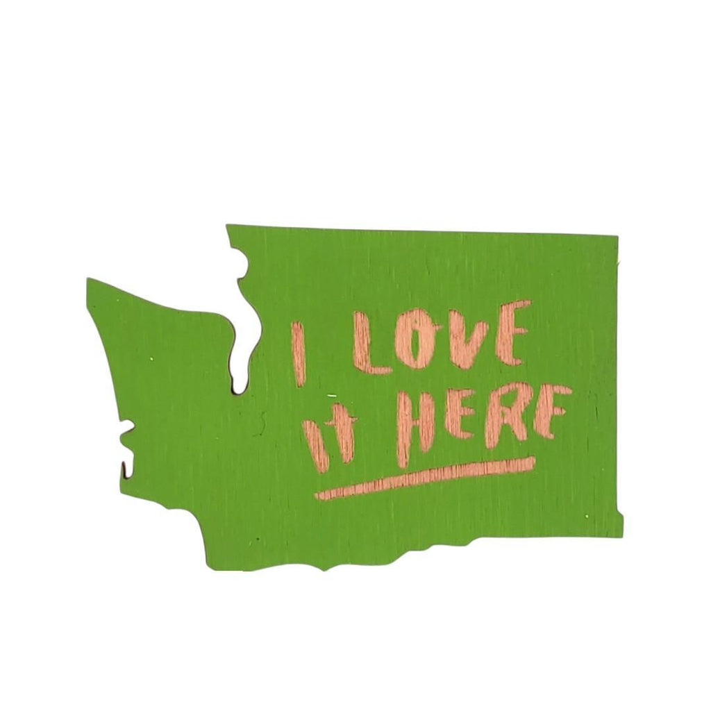 Magnets - Small - WA State I Love it Here (Olive Green or Orange) by SnowMade
