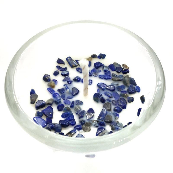 Candle 8oz - Lapis Lazuli (Enlightened) Clear Glass by Bee Lucia