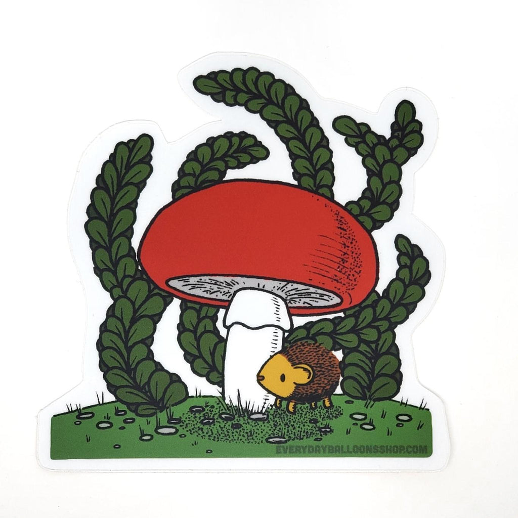 Sticker - Hedgehog and Mushroom by Everyday Balloons Print Shop