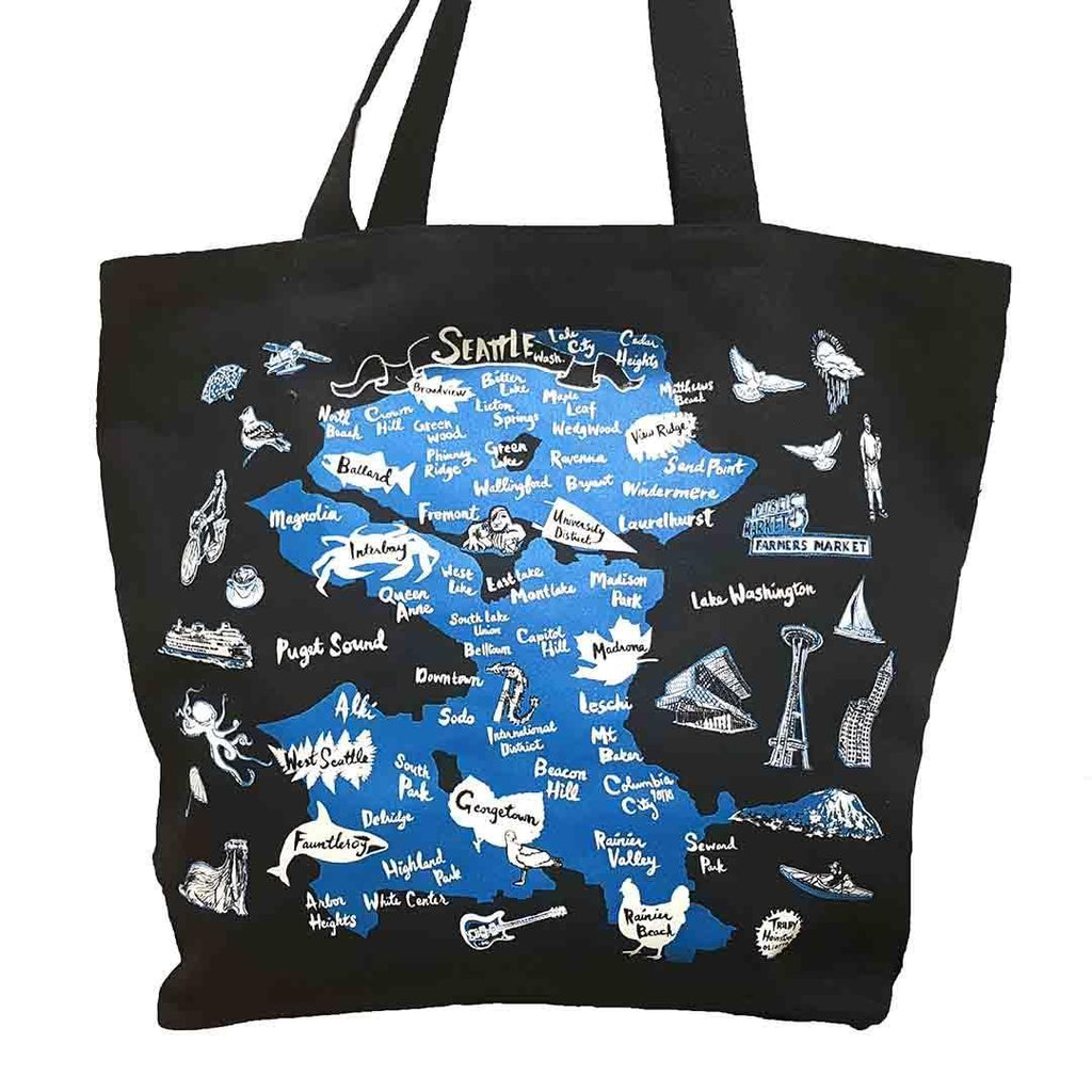 Tote - Seattle Black Canvas by Oliotto