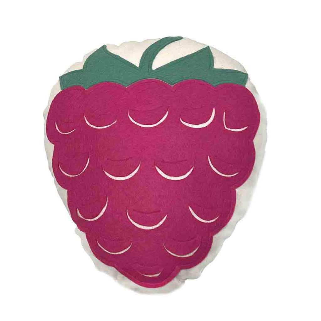 Pillow - Raspberry - Felt Applique on Canvas by Dirtsa Studio