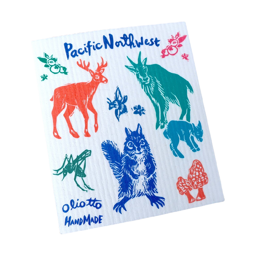 Swedish Dish Cloth - PNW Creatures by Oliotto